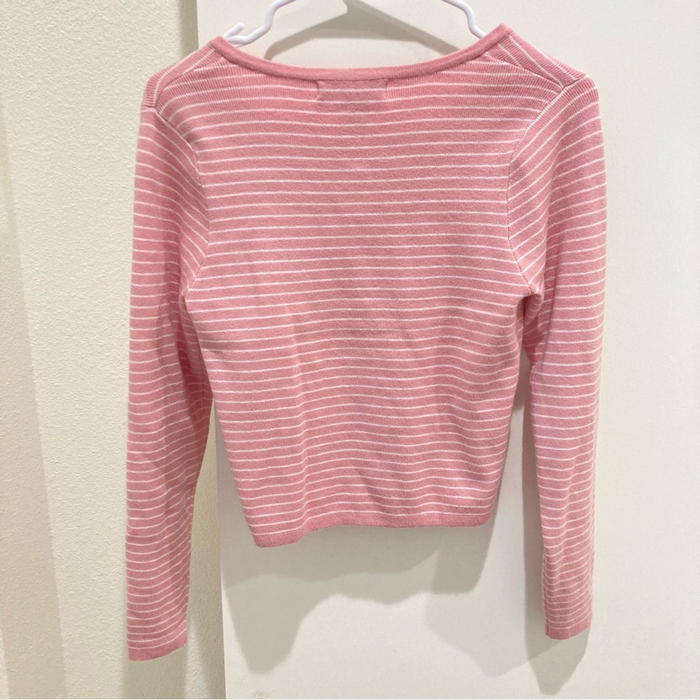 Pink striped cardigan sweater - Picture 2 of 9